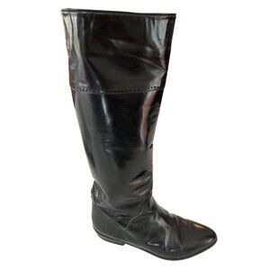 Vaneli Women's Vintage Black Patent Leather Tall Riding Boots Size 7.5